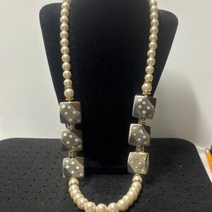 Elegant Pearl and Dice Necklace